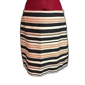 LOFT Black and White Striped Pencil Skirt Knee-Length Workwear Women's Size 10